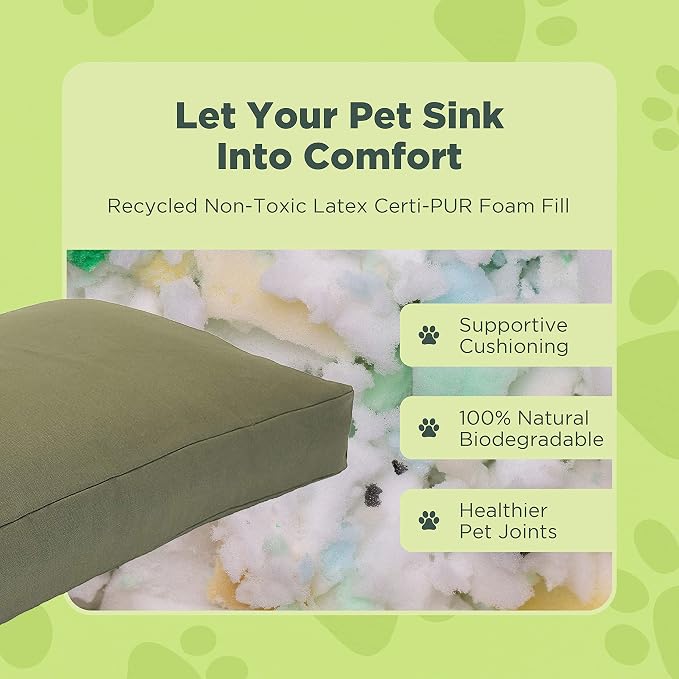 XX-Large - 54 x 36 x 6 - Black Premium Organic Hemp Dog Bed - CertiPUR Fill - Removeable Cover