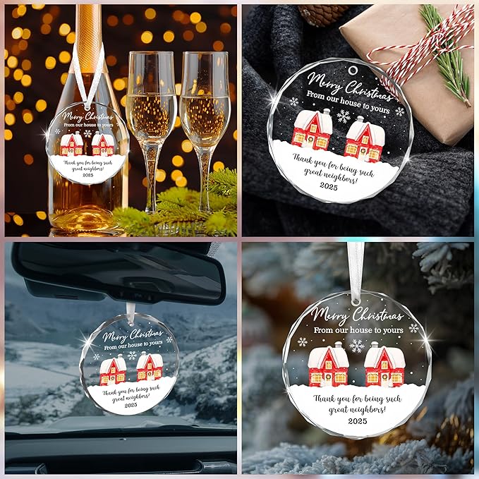 Neighbor Christmas Ornament 2025 – Thoughtful Christmas Friend Gifts for Neighbors, Acrylic Ornaments for Neighbor Friends Bestie Friendship, Awesome Neighbor Gifts, Holiday Tree Decoration Keepsake