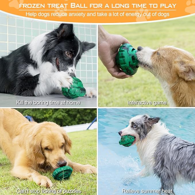 Dog Toys to Keep Them Busy,Frozen Treat Dog Enrichment Toys,Slow Food Training to Relieve Boredom and Stimulating,Dog Puzzle Treat Food Dispensing Ball Toy for Small Medium Large Dogs