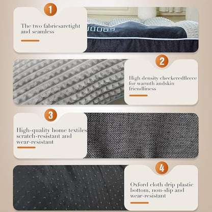 Small Dog Bed 24" x 18" for Small Dogs & Indoor Cats, Washable Calming Pet Bed with Soft Plush Cushion, Non-Slip Bottom, Cozy Puppy & Kitten Bed for Cats and Small Pets, Grey