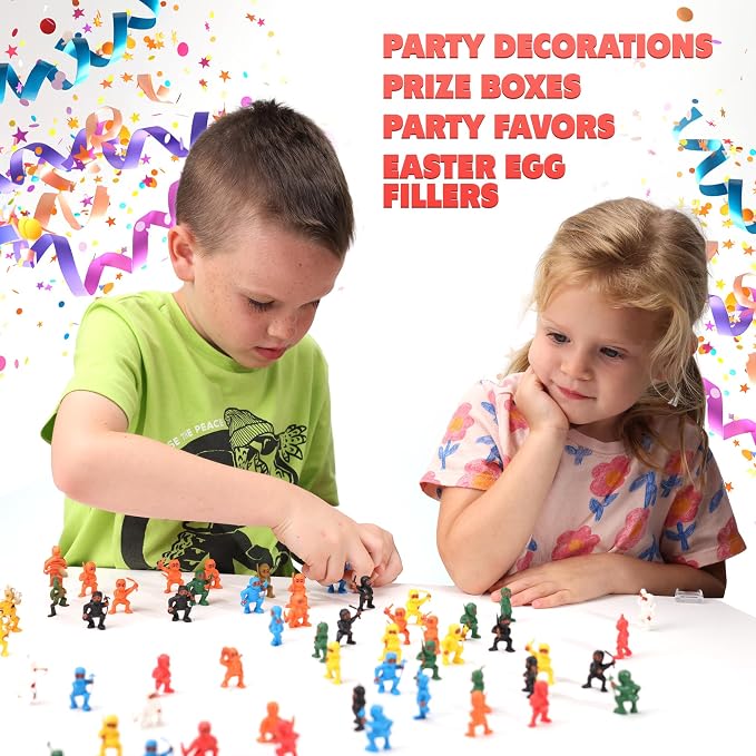 Ninja Toys in Capsules - 50 Pcs - 1.1 Inch Capsules with Mini Ninja Warriors Figurines for Kids Bulk - Easter Basket Stuffers - Party Favors - Classroom Prizes