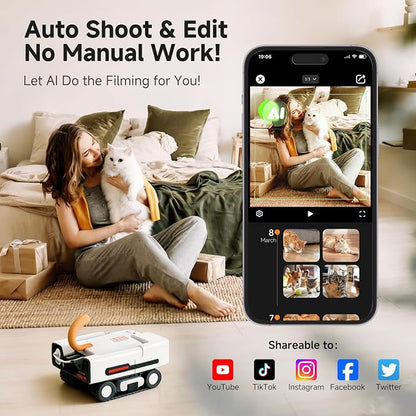 A3 AI Pet Companion Robot Pet Robot Camera Automatic Pet Tracking | Plastic | Pet, Child, Security, Elderly | Auto obstacle avoidance, Auto Recharge | 2K