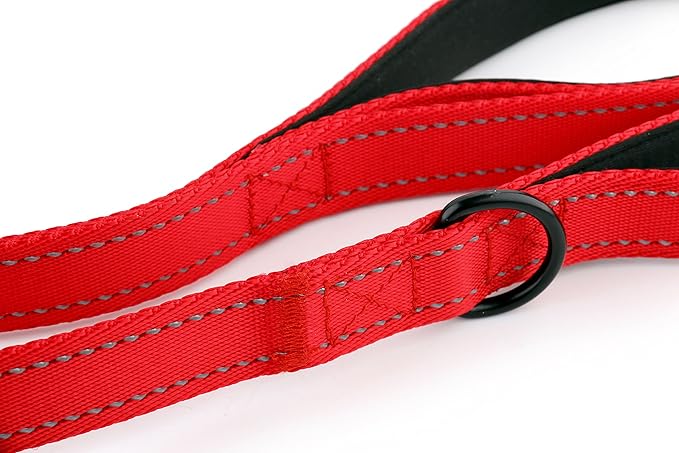 Primal Pet Gear Dog Leash 6ft Long,Traffic Padded Two Handle,Heavy Duty,Reflective Double Handles Lead for Control Safety Training,Leashes for Large Dogs or Medium Dogs,Dual Handles Leads(Red)