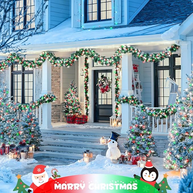 JMEXSUSS 2 Pack Red White and Green Solar Christmas Lights, Total 400 LED 151FT Solar String Lights Outdoor Waterproof, 8 Modes Solar Lights for Outside Tree Patio Christmas Decorations