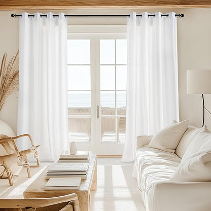 NICETOWN Non-See-Through White Privacy Sheer Curtains 72 inches Long 2 Panels, 52" Wide Grommet Window Curtains Drapes for Living Room Bedroom- Home Decoration Light Filtering Elegant Window Drapes