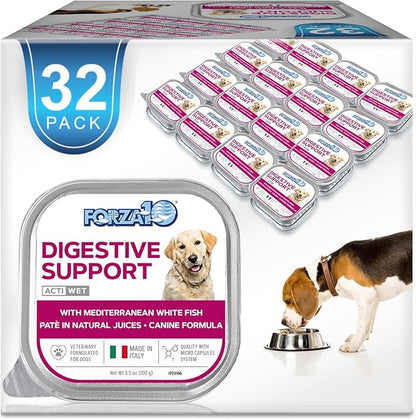 Forza10 Digestive Care Dog Food – Gastrointestinal Wet Dog Food, High Fiber Intestinal Diet for Digestive Health, Sensitive Stomach Formula, Vet Formulated, 3.5 oz Cans, 32 Pack, Made in Italy
