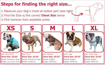 Adjustable Dog Harness– No Pull, No Choke – for English Bulldogs, French Bulldogs, Pugs & Broad-Chested Breeds – Easy, Safe Walks (BLUEWHITE, Medium)