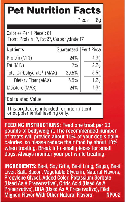 Pup-Peroni Dog Treats, Filet Mignon & Bacon Flavors, 22.5 Ounce, Made with Real Steak