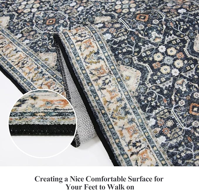 HY HAO YUN LAI Non Slip Runners for Hallways,Washable Hallway Runner Rug,Long Ultra Soft Kitchen Runner Rug,Non Shedding Accent Farmhouse Runner Rugs (Black, 2 X 3)