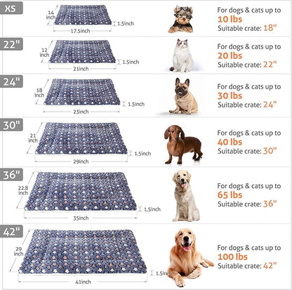 Mora Pets Dog Bed Crate Pad Ultra Soft Pet Mat Star Print 22 Inch Blue | Washable Crate Mat for Large Medium Small Dogs, Reversible Fleece Dog Crate Kennel Mat Flat Cat Bed Liner