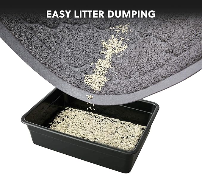 WePet Cat Litter Box Mat, Kitty Premium PVC Pad, Durable Trapping Rug, Phthalate Free, Urine-Resistant, Scatter Control, L 35 x 23 Inch, Grey
