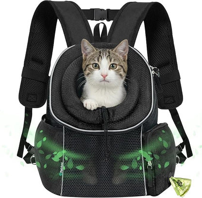 PetAmi Dog Front Carrier Backpack, Ventilated Adjustable Dog Pet Cat Chest Carrier Backpack, Dog Carrier for Hiking Camping Travel, Small Dog Puppy Medium Cat Carrying Bag, Max 14 lbs, Black