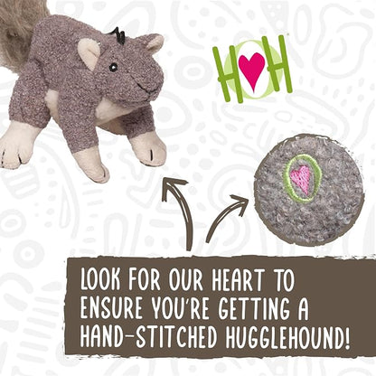 HuggleHounds Plush Dog Toy - Fuzzy Dog Toy, Soft Fleece, Interactive Durable Stuffed for Small and Large Breeds with Squeaker - Feller Squirrel, Small