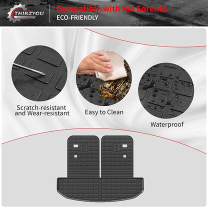 Cargo Mat Compatible with 2021-2025 2026 Kia Sorento Cargo Liner Trunk Mat Trunk Liner TPE All Weather Back Seat Cover Protector 2024 Sorento Accessories (Trunk Mat with Backrest Mat)