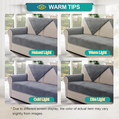 Turquoize Waterproof Couch Cover for Dogs Fuzzy Pet Couch Covers for Sofa Thick Dog Bed Cover Non-Slip Sofa Covers for 3 Cushion Couch Protector Slipcover Pet Friendly (Grey, 36" x 84")