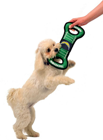 NFL Football Field DOG TOY with Squeaker. - LOS ANGELES CHARGERS - For Tug, Toss, and Fetch. - Tough & Durable PET TOY