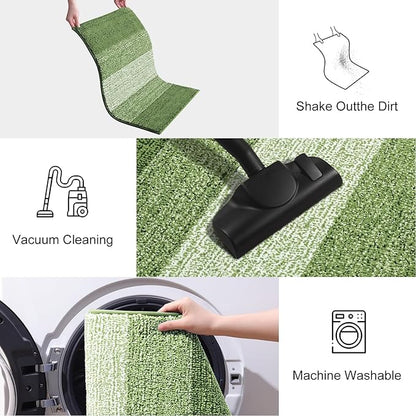 Smiry Dog Door Mat for Muddy Paws, Absorbs Moisture and Dirt, Low-Profile Entryway Mat with Non-Slip Backing, Entry Indoor Outdoor Doormat for Inside Floor (48x30 Inches, Green, Striped)