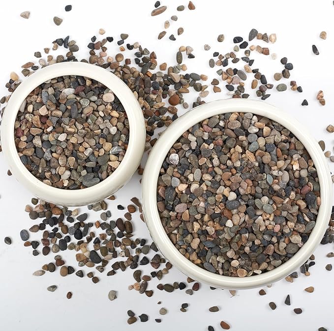40LB Natural River Rocks, 1/4" Aquarium Gravel, Small Pebbles for Plants, Pea Gravel for Fish Tanks, Decorative Rocks for Gardening, Flower Pots, Vase Fillers, Indoor Fountains (40 LBS)