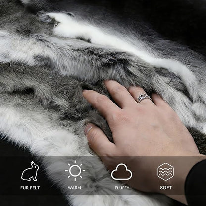 Craft Rabbit Fur Pelt Skin Genuine Tanned Animal Hide with Sewing Quality Leather 12" by 14" for Decoration DIY Crafts Cat Dog Toys Fur Fabric（5Pcs, Grey）