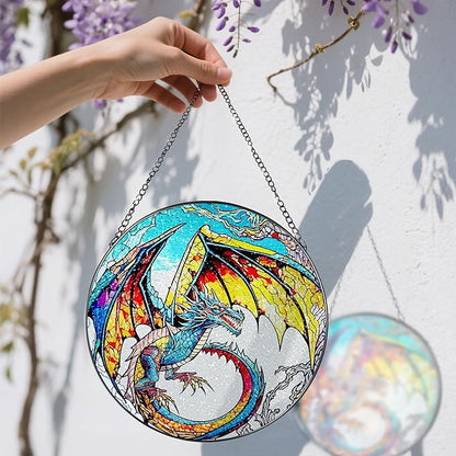 Stained Glass Window Hanging, Stained Glass Suncatcher, Dragon Sun Catcher, Window Decor, Dragon Lover Gift, Gifts for Fathers Day, Christmas or Birthday Gift, Gifts for Him Dad Grandfather Son