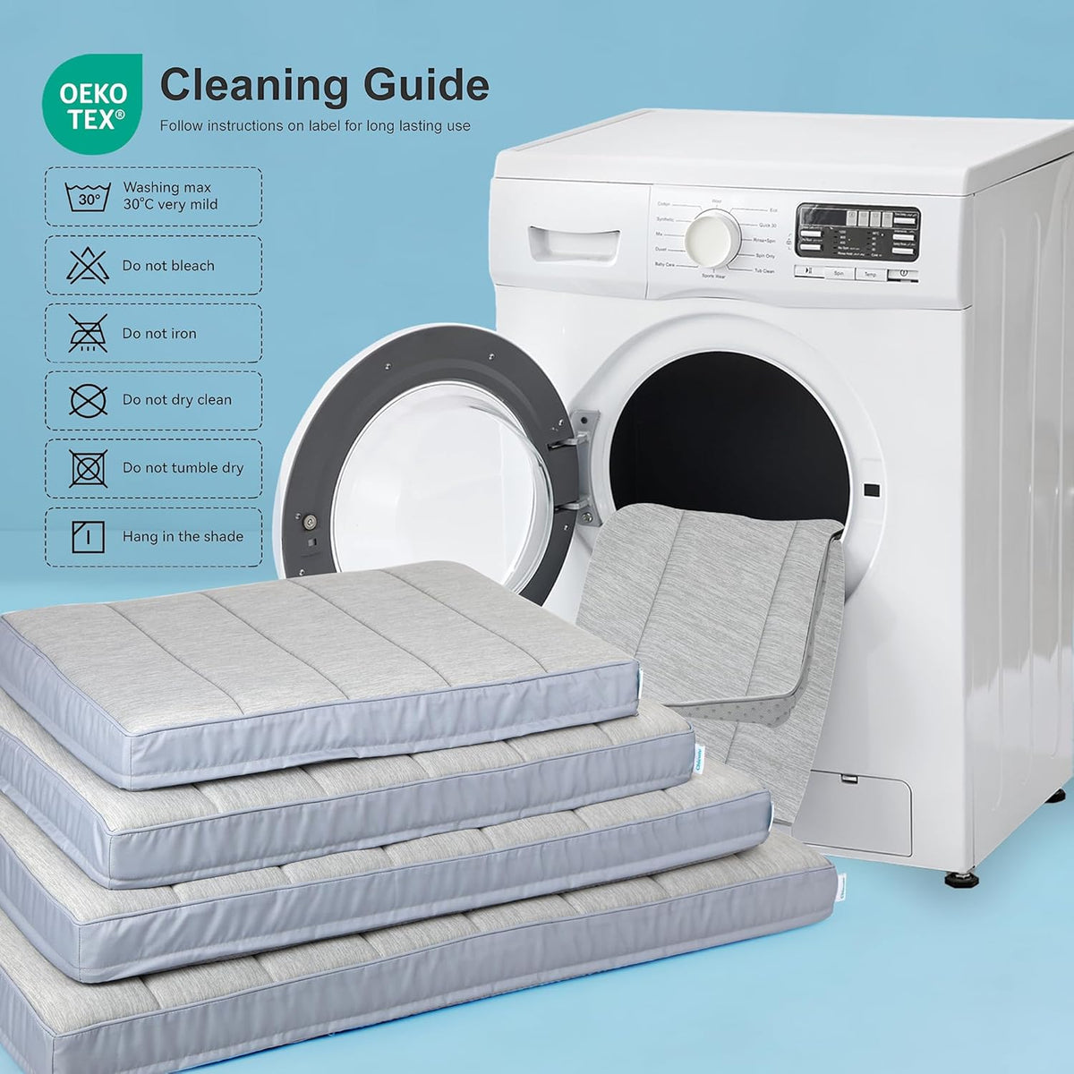 Cooling Dog Bed for Large Dogs - Orthopedic Pet Beds with Memory Foam, QMAX>0.5, Waterproof Removable Washable Cover for Hot Weather, Grey, 35" L x 23" W x 3" H