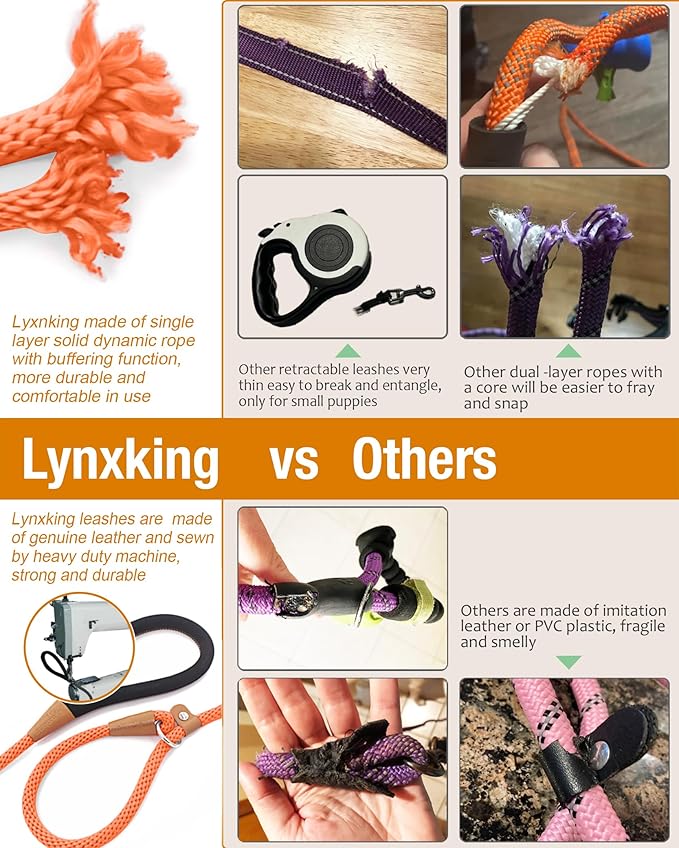 lynxking 6 FT Dog Leash Slip Lead 2 Pack Strong Heavy Duty Braided Dog Training Leash No Pull Training Lead Leashes for Medium Large and Small Dogs