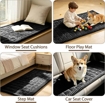 FUANGUI Waterproof Couch Cover Sofa Cover for Dogs and Pets Sofa Protector | Non-Slip Washable Fuzzy Soft Cat Bed Sofa Slipcover for 2-3 Cushion Couch Sofa Pet Friendly, Black, 27.6" x 59.1", 1 pcs