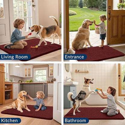 Smiry Dog Door Mat for Muddy Paws 36x24, Absorbs Moisture and Dirt Doormat, Non-Slip Washable Quick Dry Chenille Front Door Mat Indoor Entrance, Entryway Carpet for Inside Floor, Caramel Russet