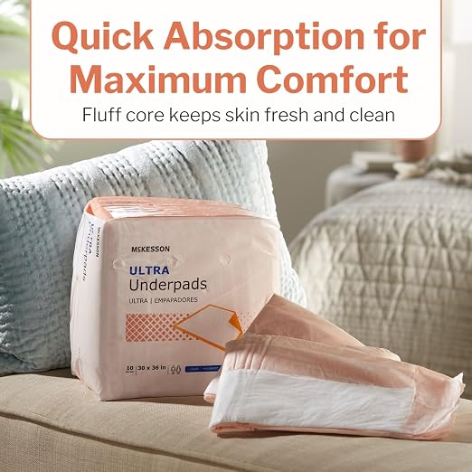 McKesson Underpads Bed Pads, Heavy Absorbency, 30 x 36 in, 100 ct | Chux Pads for Adults and Elderly, Baby Changing, Pee Pad for Pets
