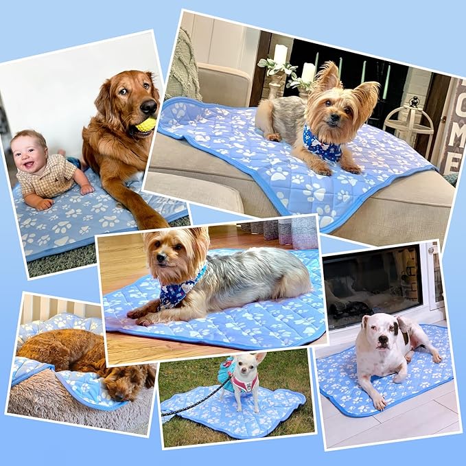 Rywell Cooling Mat for Dogs Large, 36'' x 27'' Color Changing&Arc-Chill Cooling Fiber QMAX>0.5, Washable Non-Toxic Portable Kennel Dog Bed, Non-Slip&Foldable Crate Pad for Large Dog