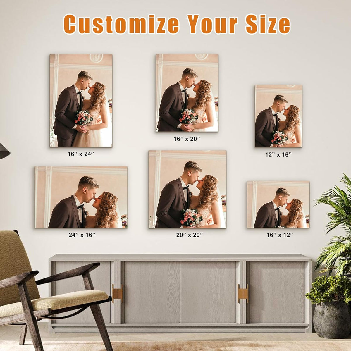Custom Canvas Prints with Your Photos- Personalized Print Canvas Pictures, Custom Wall Art Gift for Living Room, Bedroom, Wedding Family Baby Pets Framed 30 x 20 inche