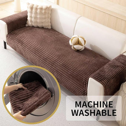 HAOMAIJIA Waterproof Couch Cover for Dogs Washable,Faux Fur Pet Couch Covers for Sofa,Soft Dog Bed Cover Non-Slip Couch Covers for 3 Cushion Couch Sofa Pet Friendly (Brown, 35" x 82" 1 Pack)