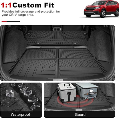 for 2017-2022 Honda CR-V Cargo Liner & Backrest Mat: Custom Fit All Weather TPE Anti Skid Waterproof Trunk Liner for CRV Accessories (Not for Hybrid or Touring)