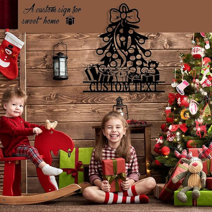 Personalized Christmas Tree Metal Sign, Custom Signs Outdoor Metal Wall Decor, Merry Christmas Tree Signs Wall Decoration for Home Living Room, Bedroom, Office, Garden, Porch