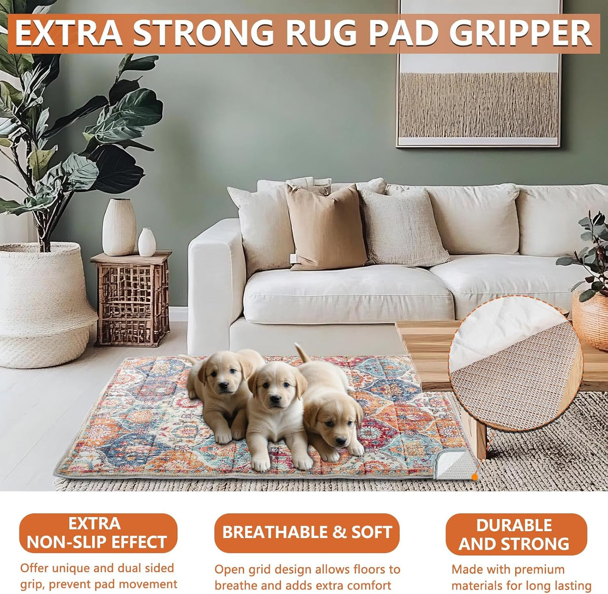 Washable Thickened Pee Pads for Dogs, 2 Pack (36"x42") Upgrade Reusable Puppy Pads with Non-Slip Rug, Super Absorbent Leakproof Puppy Training & Whelping Pads for Dogs, Doggie