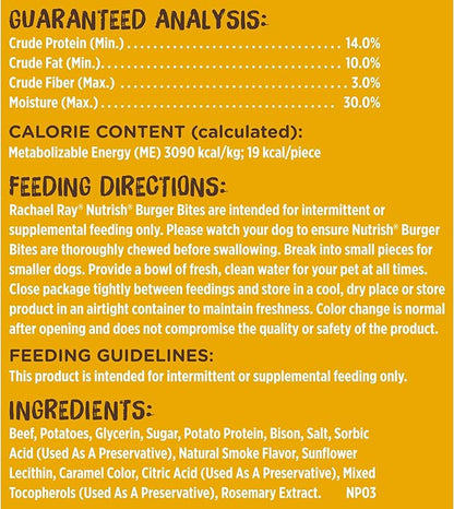 Nutrish Rachael Ray Burger Bites Dog Treats, Beef Recipe with Bison, 30 oz. Pouch