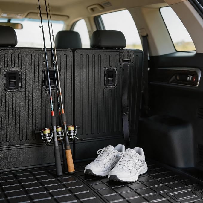 Cargo Mat for 2016-2022 Honda Pilot (No Elite), TPE All Weather Cargo Liner Trunk Mat Back Seat Cover Protector for Pilot Car Accessories (Trunk Liner with Backrest Mat)