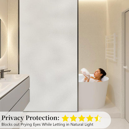 Niviy Frosted Glass Window Privacy Film 35.4 inch x 157 inch Window Frosting Film Static Cling UV Sun Blocking Bathroom Door Decorative Contact Paper for Windows
