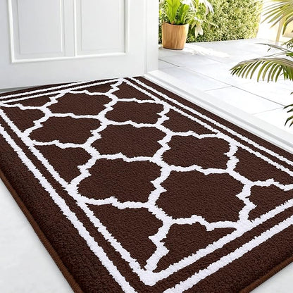 Buganda Indoor Door Mat, Dirt-Resistant and Absorbent Doormat, Anti-Slip, Low Profile Floor Mats for Inside Entryway, Front, and Back Door Entrance (32x20 Inches, Dark Brown)