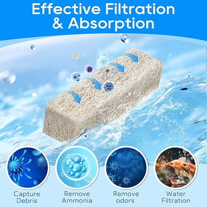 Ammonia Reducer Filter Pads Compatible with Aqueon Filter 10, Fish Tank Filters Replacement Filter Cartridges for Aqueon Quietflow LED PRO & SmartClean Aquarium Fish Tank Power Filter 6PCS