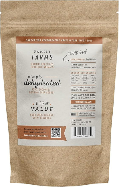 Farm Hounds - Beef Kidney - Premium Natural Beef Kidney Jerky For Dogs - Made From 100% Humanely Raised Cattle - Organ Treat - Great For Training & Treats - No Added Fillers - Made in USA -4oz -1 Pack