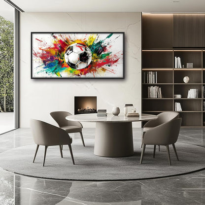 Extra Large Framed Soccer Wall Art,Oversized Colorful Graffiti Sport Ball Wall Decor Pictures for Living Room,Canvas Print Painting Modern Artwork Bedroom Office Bathroom Home Decor 60L x30W