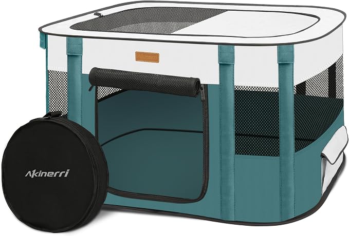Dog Playpen - Foldable Cat Play Pens for Pubby,Kitten, Rabbit,Portable Pet Tent with Carring Bag for Indoor/Outdoor Travel Camping (Blue-Small)