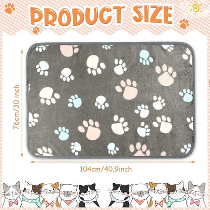 Tatuo 4 Pack Fleece Dog Blankets for Puppy Cats Multi-Size Sleep Mat for Pet Guinea Pig Soft Washable Warm Crate Bed Puppy Teething Toys Print Pattern Blanket Indoor(Dark Gray,41 x 30 Inch,Paw)