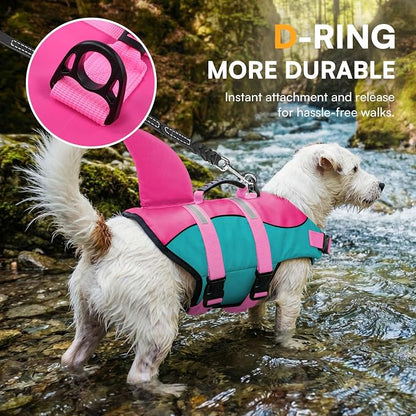 Dog Life Jacket With Rescue Handle - Swimming Vest, Adjustable Reflective Preserver for Small Dogs, Green XS
