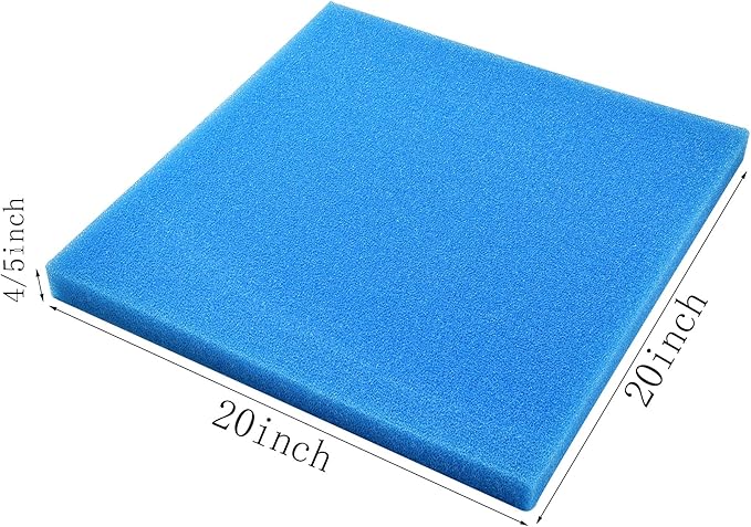 Bio Filter Foam Sponges, 20"x20"x0.8" 25PPI Filter Media Pad,Cut-to-Size Foam for Aquarium Fish Tank