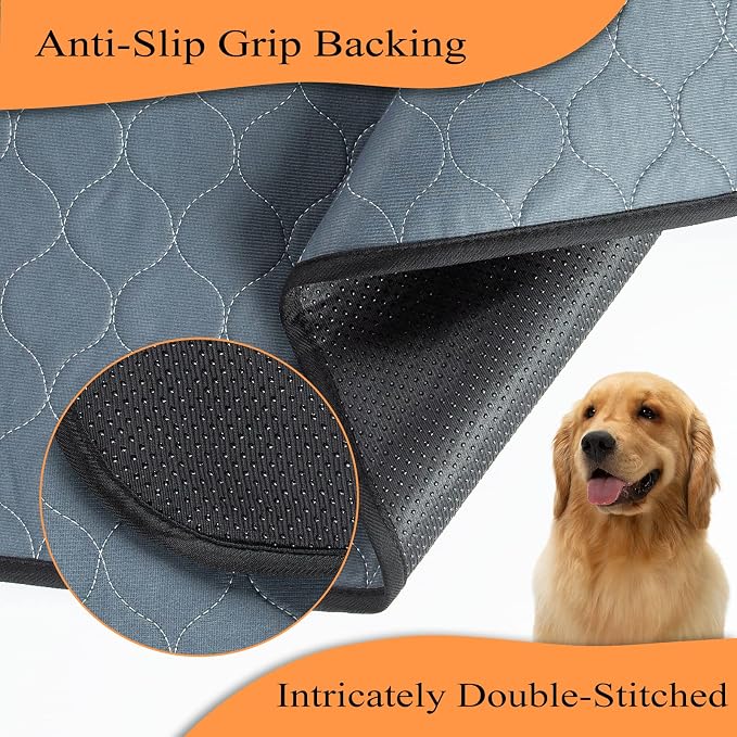 Bunlitent Extra Large Washable Pee Pads for Dogs 72" x 72", 2 Pack, Grey | Leakproof, Super Absorbent, Reusable, Quick Dry, Anti-Slip, Waterproof, Reusable Puppy Pads, Whelping Pads for Pet