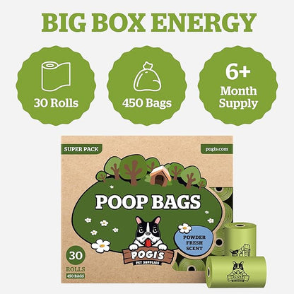 Pogi’s Dog Poop Bags – Leak-Proof & Extra Thick Pet Waste Bags (Fresh Scent, 30 Rolls, 450-Count)