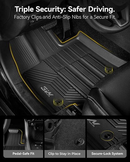 3W Floor Mats for Toyota RAV4 2019-2025, TPE All-Weather Custom Fit | Fits LE/XLE/Limited/TRD/Adventure trims, not for Hybrid/Prime/PHEV, custom fit, Premium TPE, raised edges trap dirt