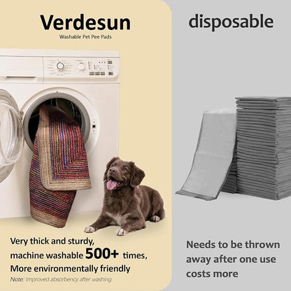 Washable Pee Pads for Dogs, Reusable Puppy Potty Training Pads, Ultra-Absorbent Thick Waterproof Leak-Proof Non-Slip Pads & Mat for Crate, Playpen, Floor, Whelping & Housebreaking , 2 Pack 48"x72"